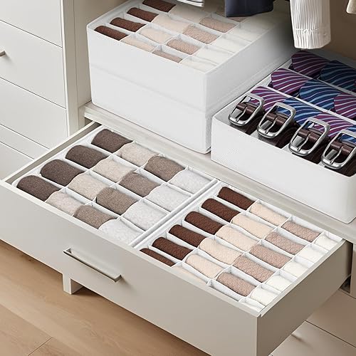 Miniatura 114 de Joyoldelf Organizador de cajones para calcetines, organizador de ropa interior, organizador de 16 celdas de tela, cajas de almacenamiento para Beige