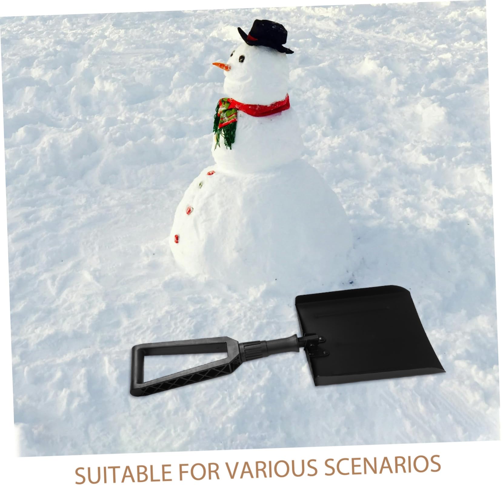 Vaguelly Pala de Nieve Plegable de Invierno raspador de Hielo de Nieve Cepillo de Nieve raspador de Hielo para Coche empujador de Nieve Mango de Hierro rociado Black