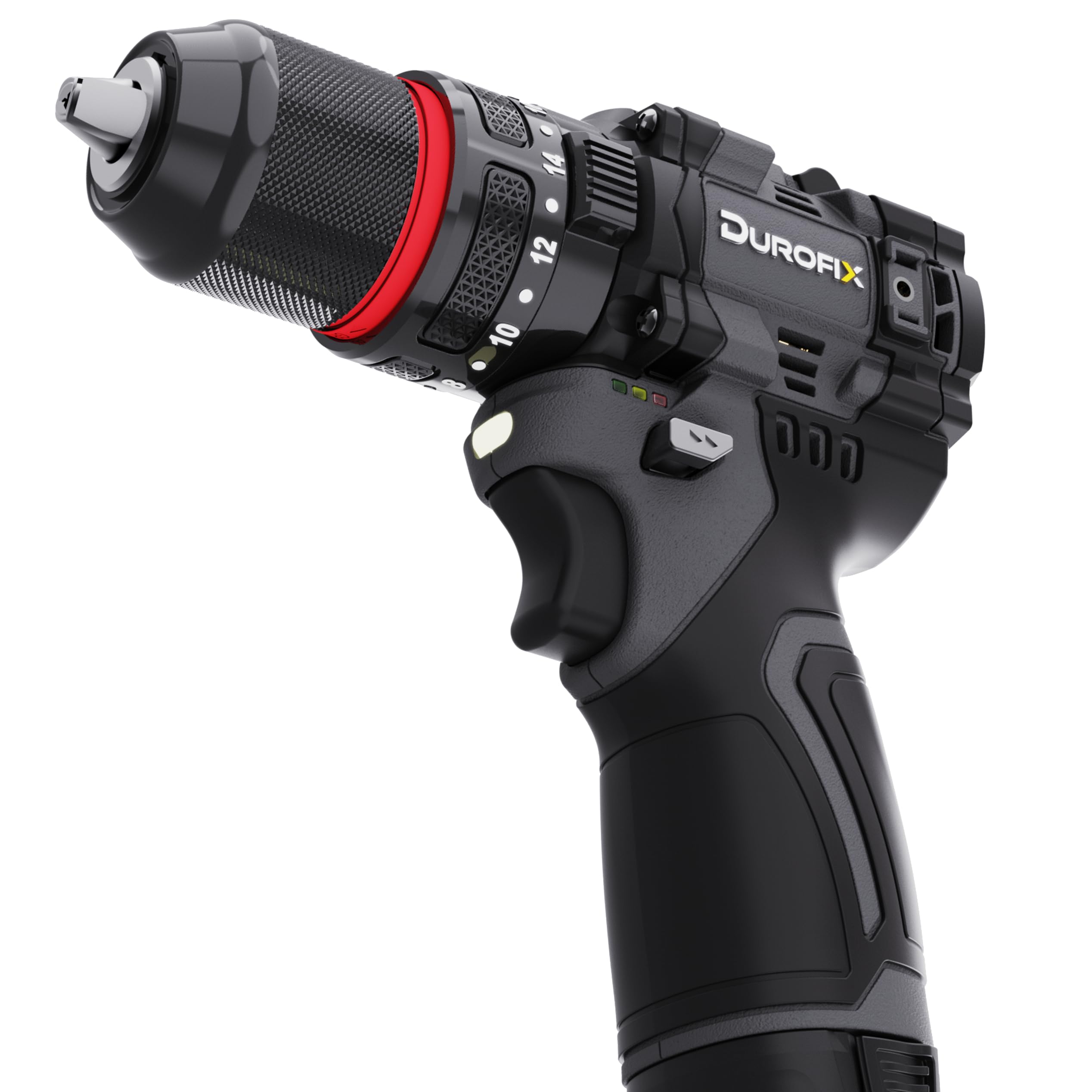Durofix G12 Akku-Bohrmaschine, 50 Nm Kombi-Bohrschrauber, 1.800 U/min, bürstenloser 2-Gang-Motor, 20 + 3 Drehmomenteinstellungen, 3/8-Zoll-Bohrfutter und LED-Licht – nur Werkzeug
