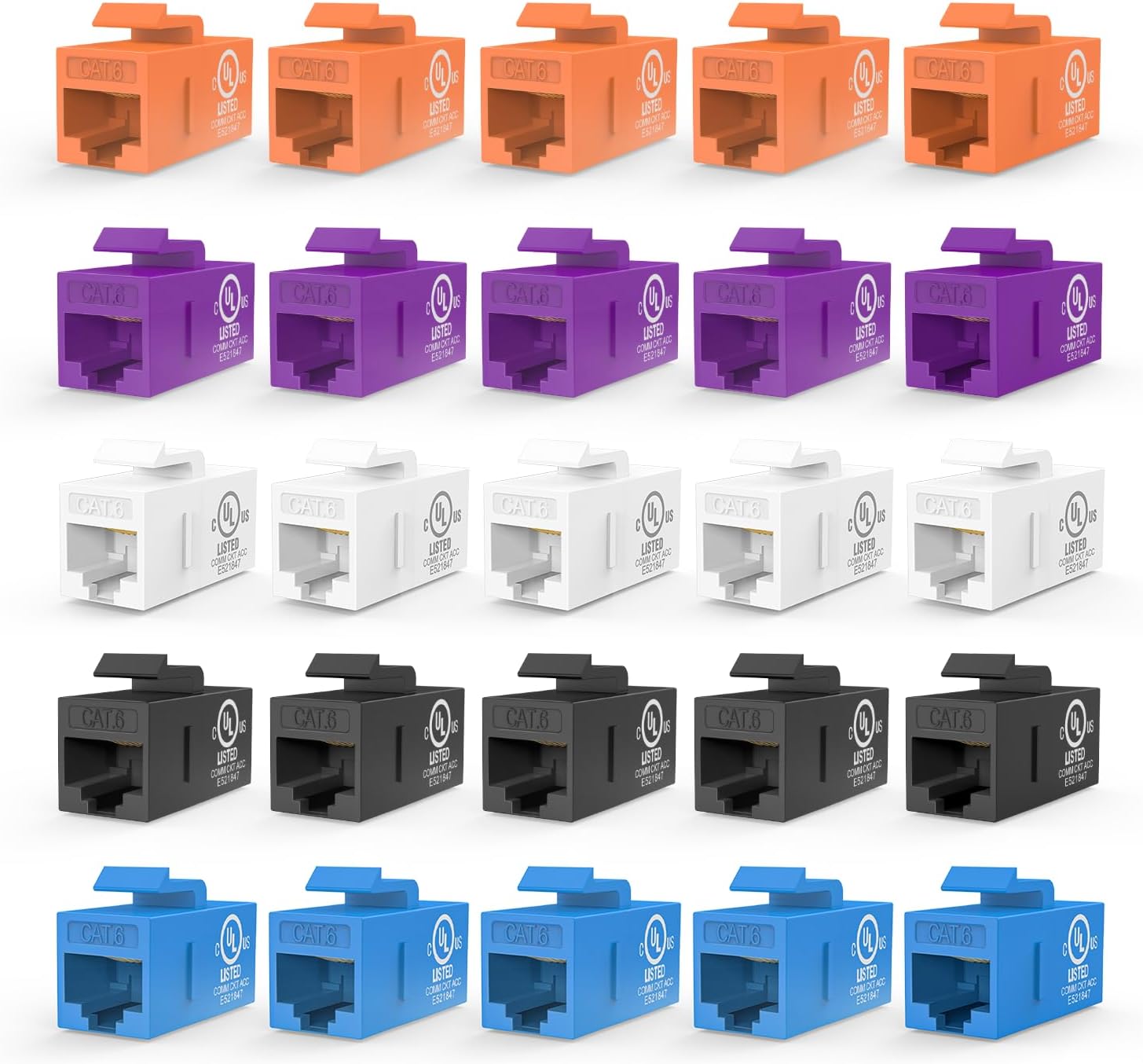 VCE CAT6 Keystone Coupler UL Listed Slim RJ45 Keystone Jack Module Female to Female Network Extender for Patch Panel Keystone Wall Plate