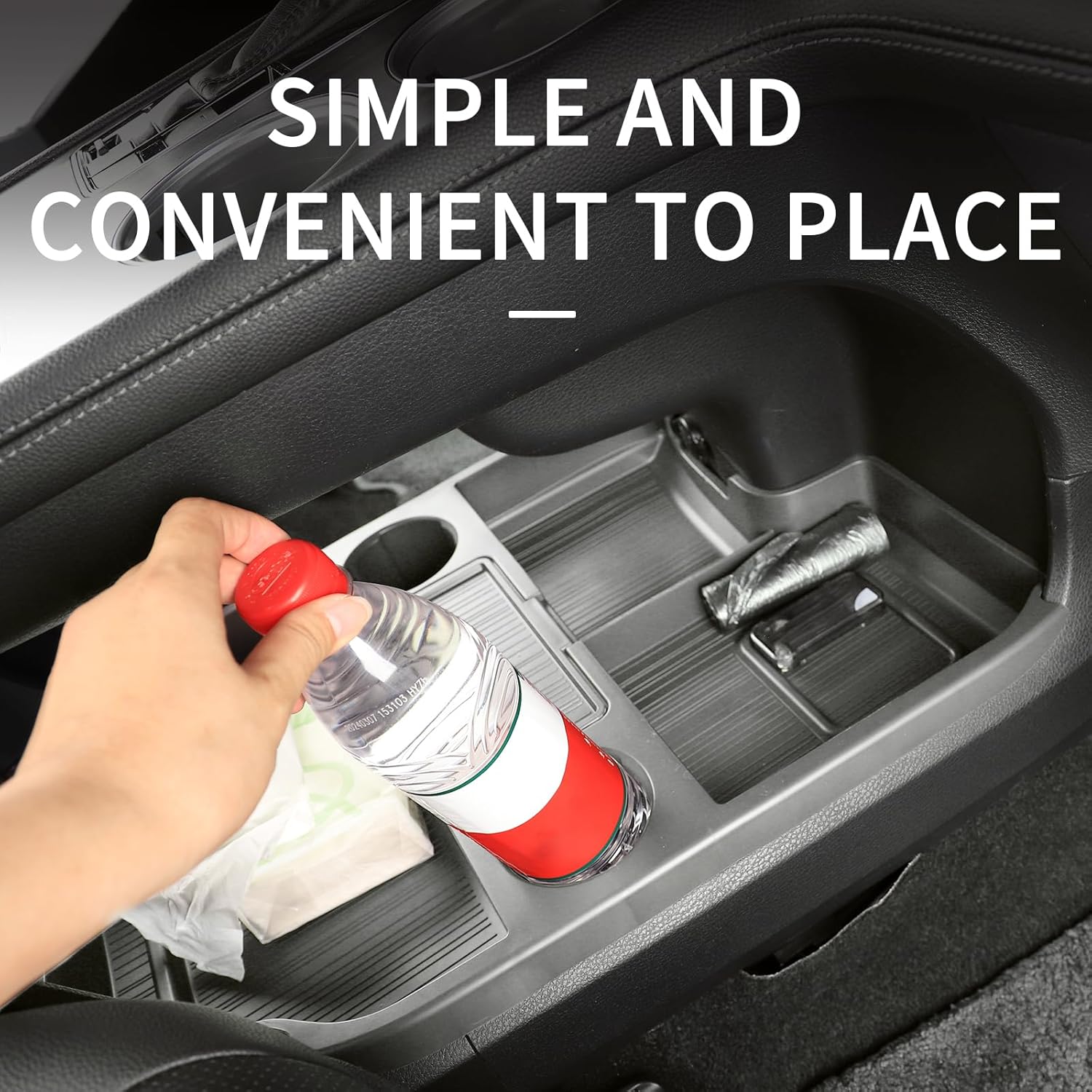 Compatible with 2025 Toyota Sienna Center Console Organizer with Cup Holder, Lower Storage Box Accessories (TPE Material with Original car Wood Grain (Compatible with 2021-2025 Toyota Sienna), Gray)