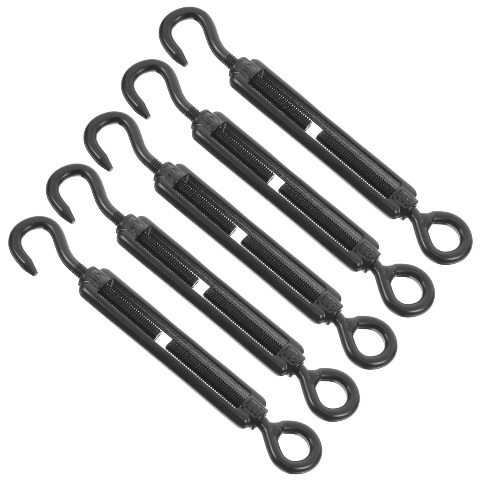 Hemobllo 5 Piezas de Tensor de Cables M5 de Acero Inoxidable 304 Acabado Negro Electroforesis, Gancho de Cable Ajustable para Tensores de Alambre en Aplicaciones Industriales y Domésticas