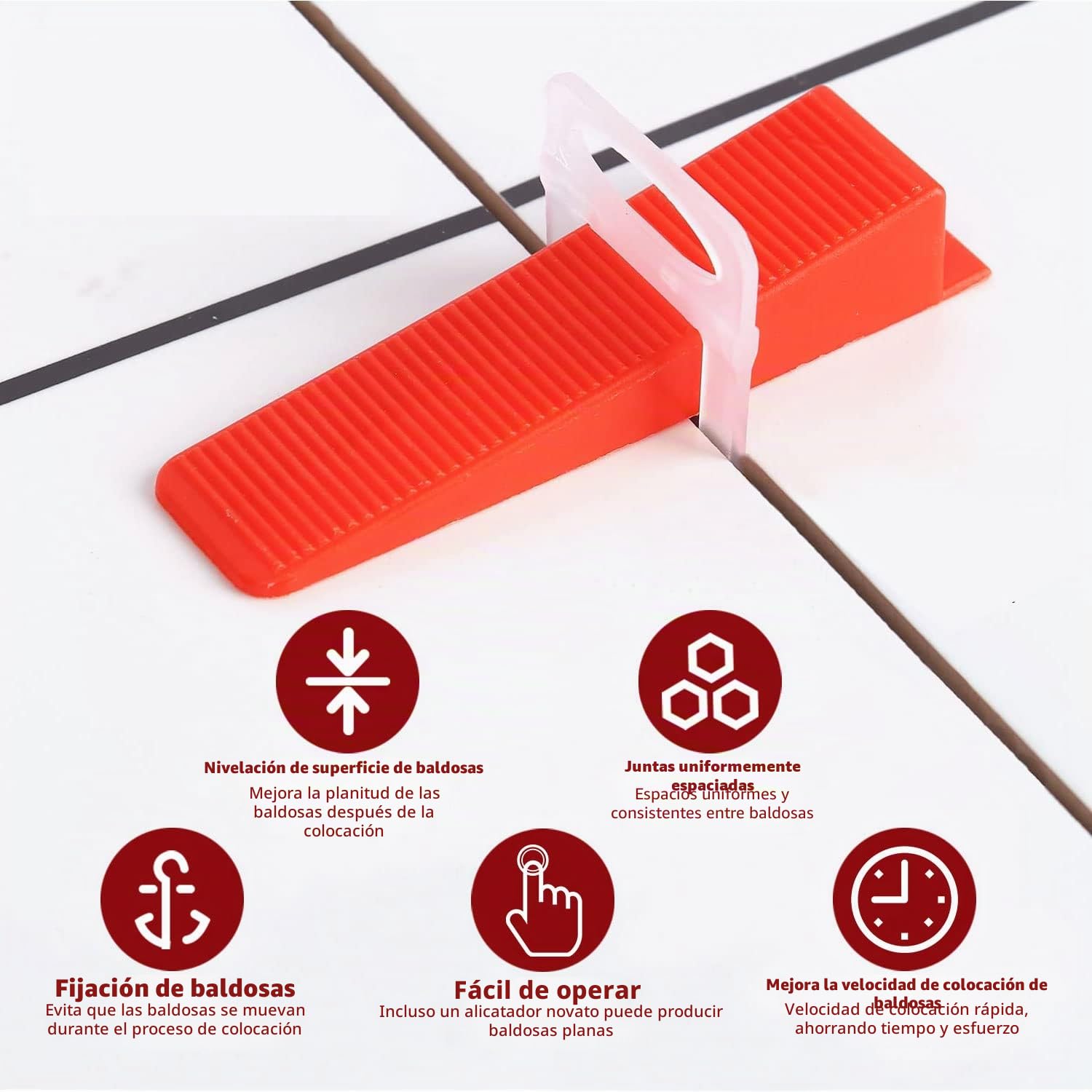 B-055-B 700 Piezas De Cuñas Niveladoras Suelo Sistema Nivelacion Azulejos Con 600 Clips Separadores De Baldosas De Mm y 100 Piezas De Cuñas Niveladoras Reutilizables