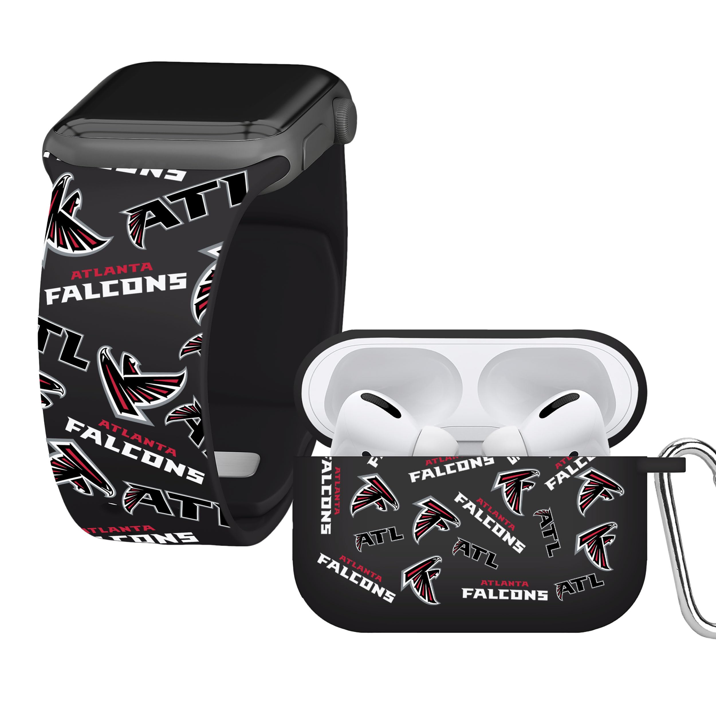 Game Time Atlanta Falcons HD Combo Package Compatible with Apple Watch and AirPods Pro (Random 38/40/41mm Long)