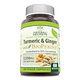 Turmeric Curcumin & Ginger with BioPerine Supplement | 2,250 Mg Per Serving | 180 Capsules | Non-GMO | Gluten Free | Made in USA