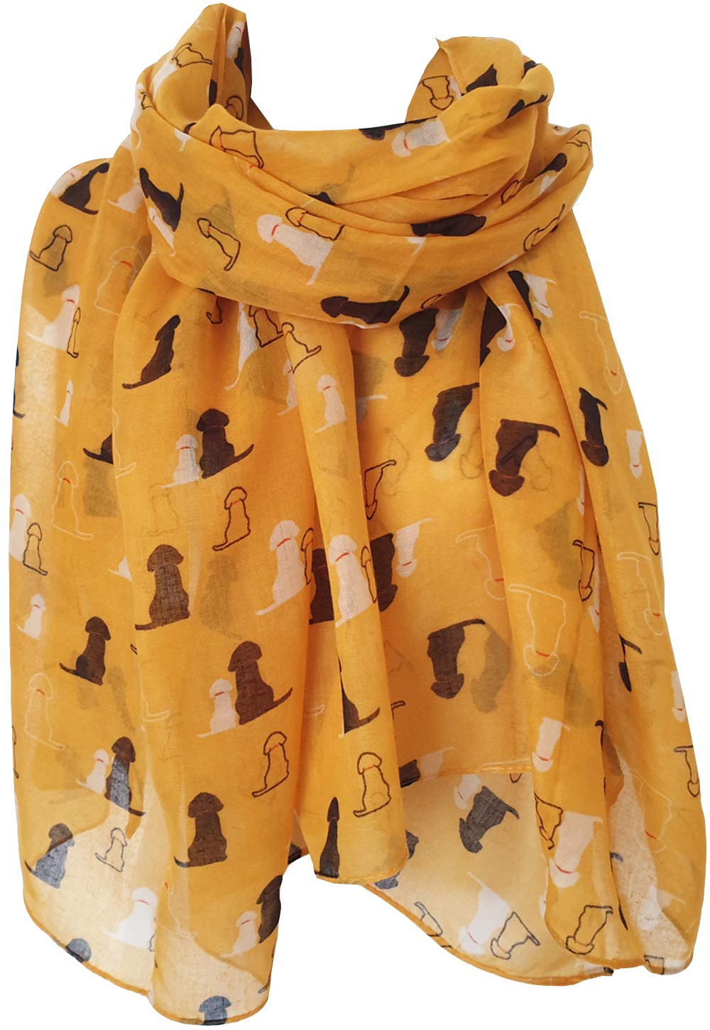 Glamlondon Women's Mustard Retriever Labrador Dog Scarf Fashion Large Lightweight Wrap Scarves (Mustard)