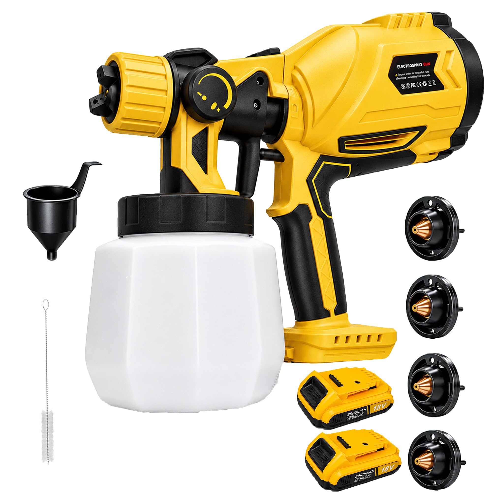 Cordless Paint Sprayer (2X3.0Ah Battery), 800W Electric Paint Spray Gun