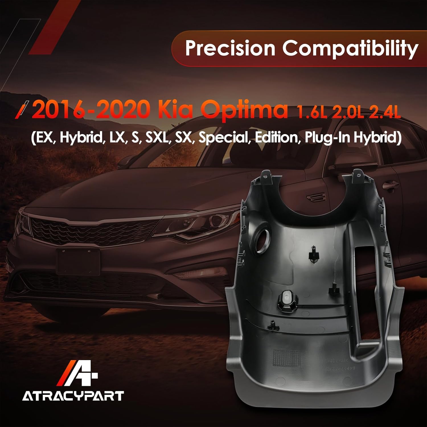 ATRACYPART Steering Column Shroud, Compatible with 2016-2020 Kia Optima, Ignition Cover, Lower Column Accessories with Key Hole, Replaces# 84852-D4000WK