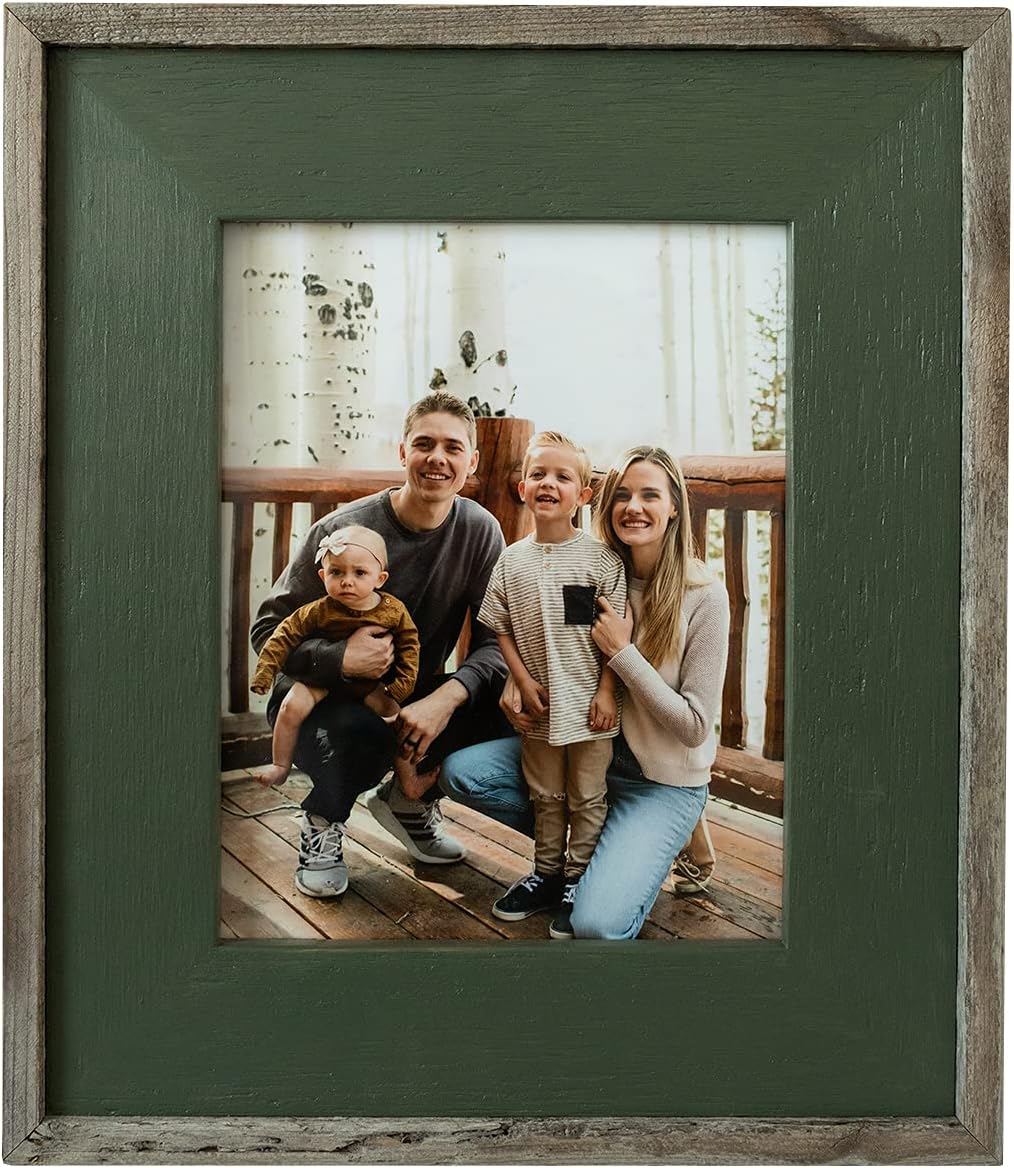 MyBarnWoodFrames - Color Washed Reclaimed Barn Wood 5x7 Picture Frame, Brown Wash with Natural Border