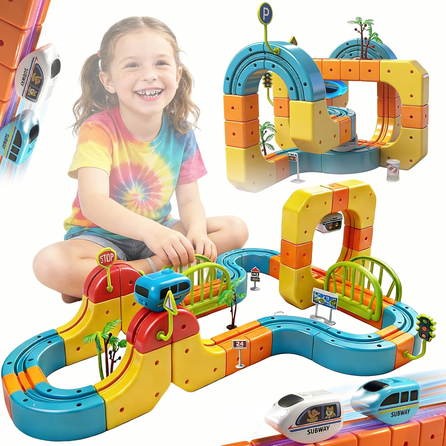 Cube Track Fusion Toy with 2 Trains,2026 New klick Rail Electric Train Set for Kids Ages 4-8 with Gravity-Defying 3D Infinity Track, Build Your Own Trackfusion Train System & Gravity Tracks