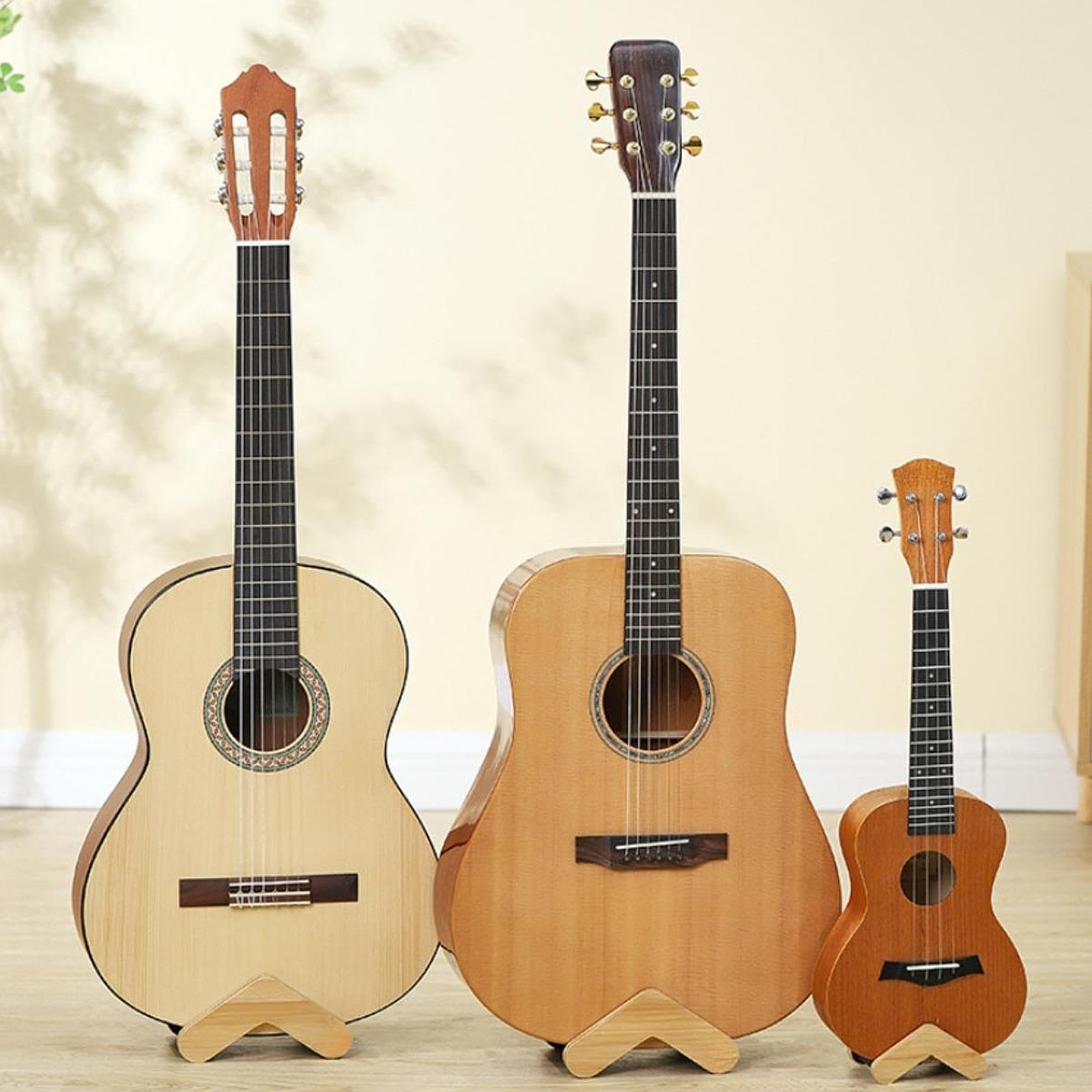 Gralara Holzerner Gitarrenhalter mit Verstellbarer Breite Stabil Und Sicher für Alle Gitarrentypen Einfach zu Transportieren für Konzerte Und Zuhause, L
