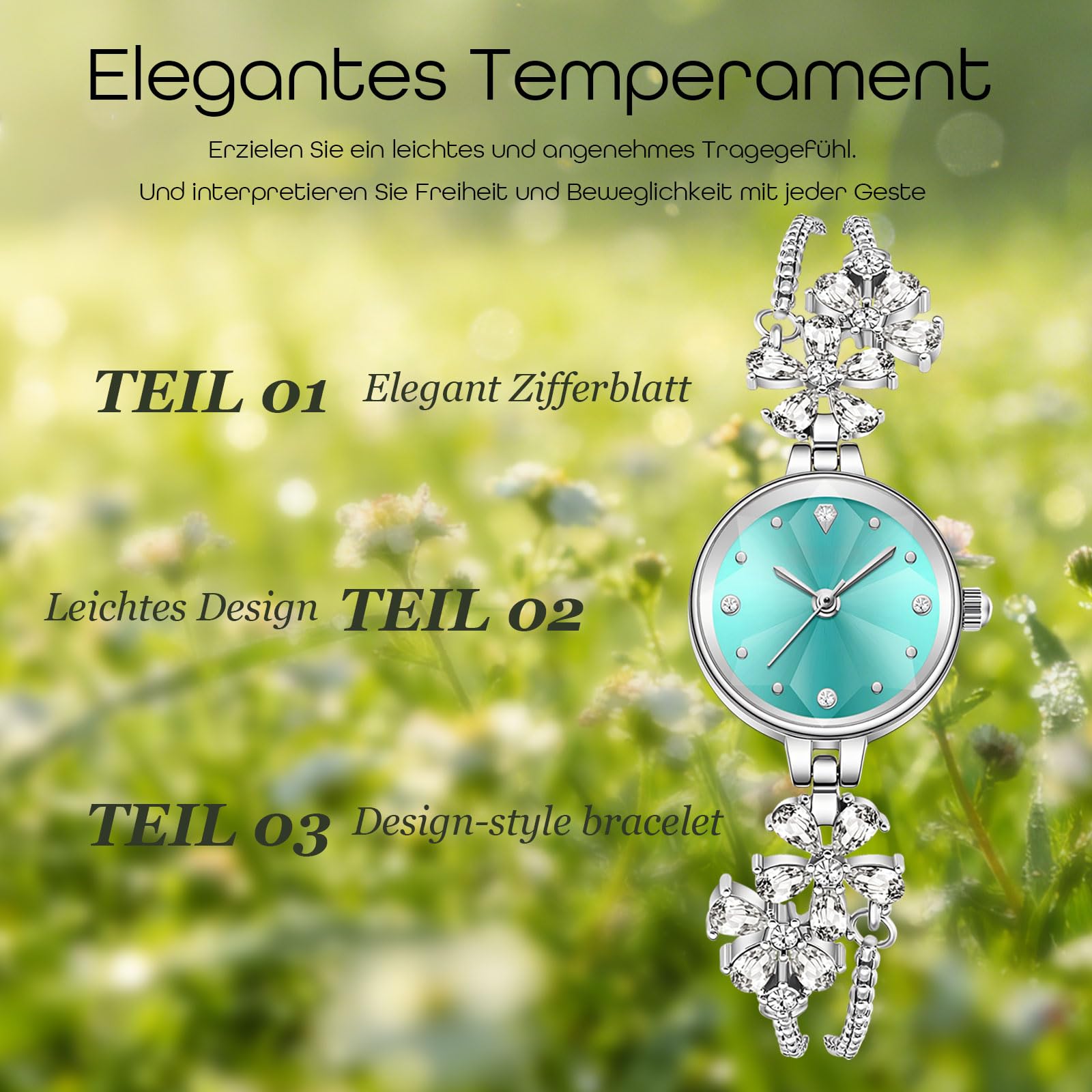 findtime Analoge Damenuhr Klein Schmal Quarzuhr Diamond Glizer Minilistische Exquisite Armreif Armband Uhr Damen Mädchen 3ATM Wasserdicht Elegant Luxus Design Silber Weiß
