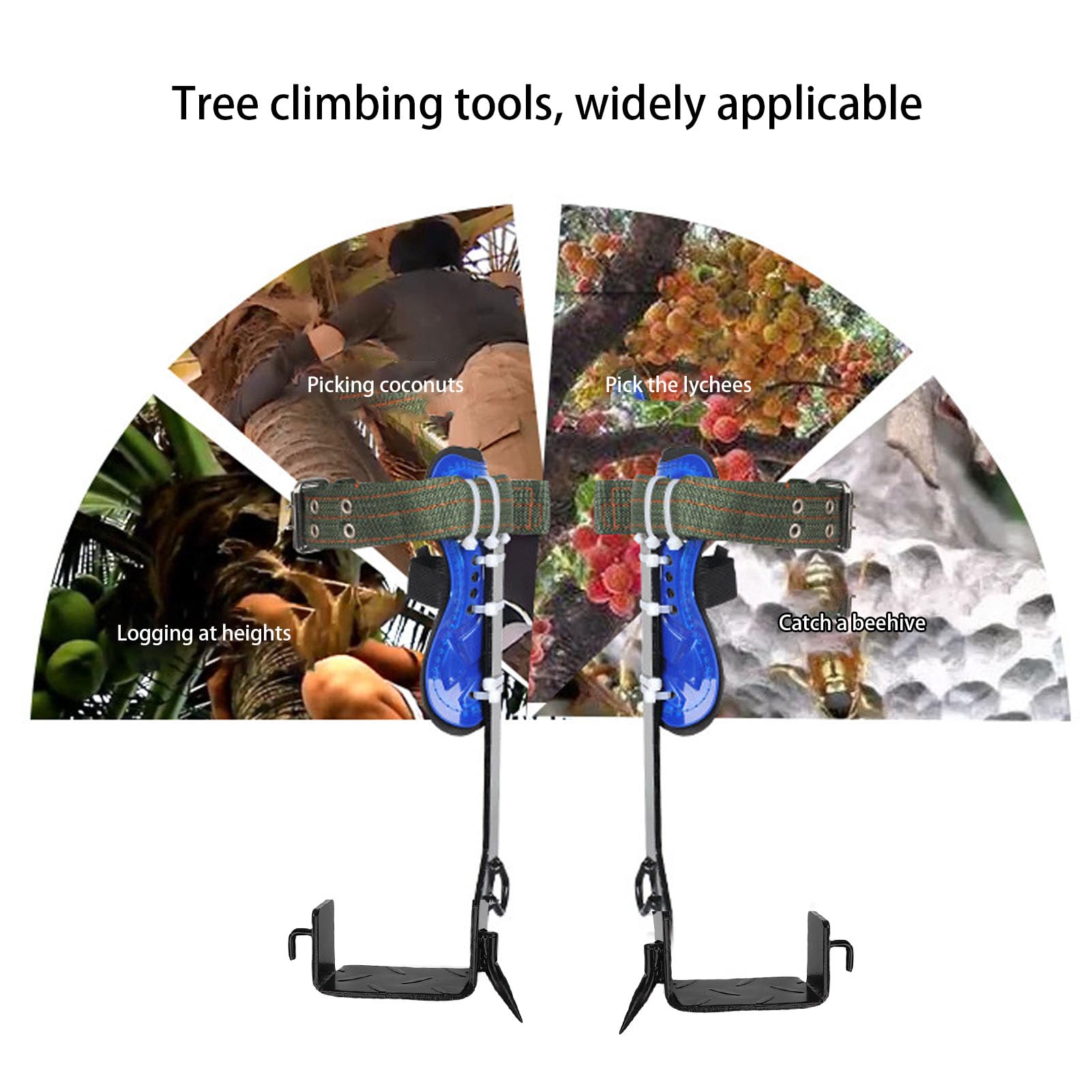 ASHATA Herramienta de Picos para Trepar árboles de Acero Inoxidable con Pedal Antideslizante para Poda de árboles y Operaciones a Gran Altitud 1 par