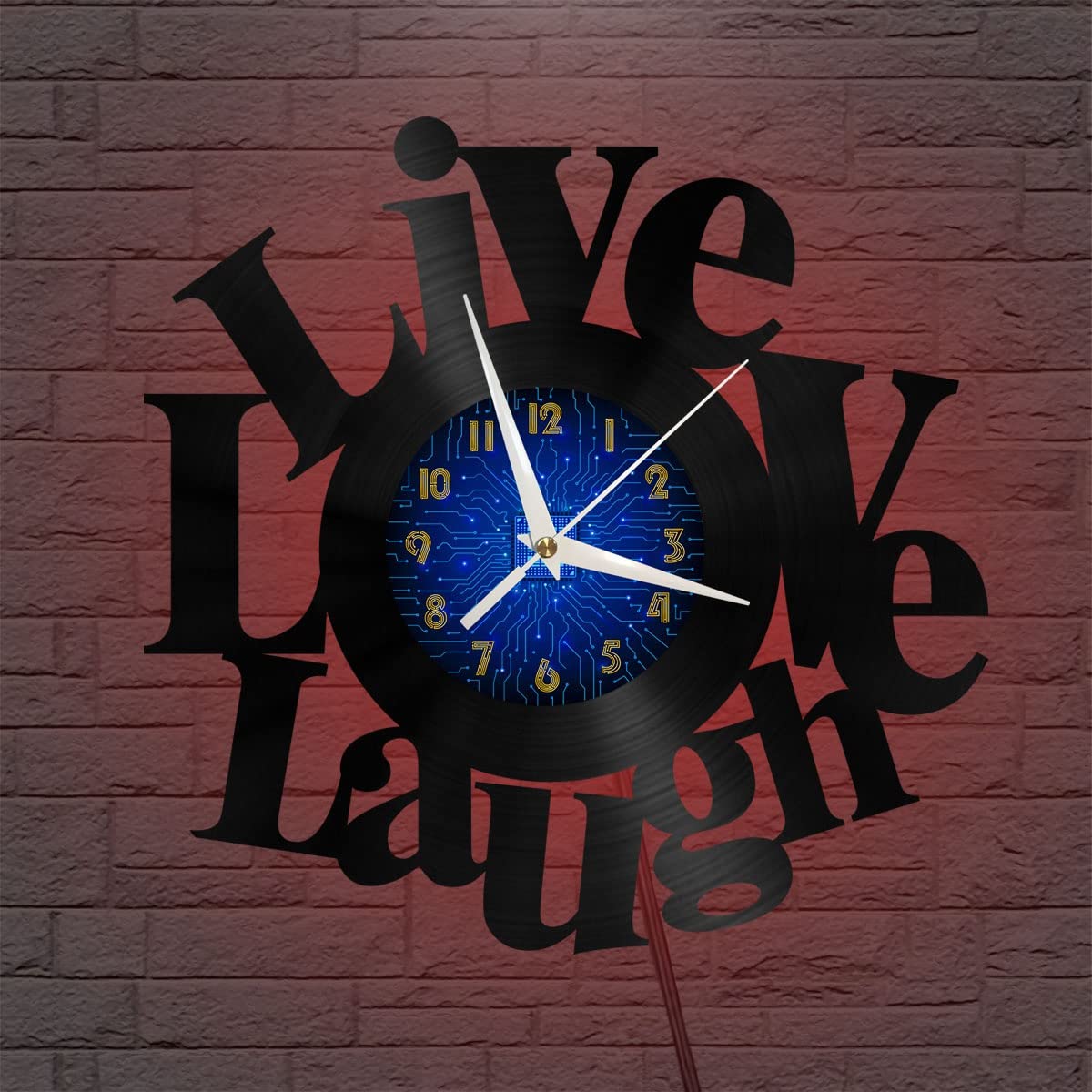 Horloge murale vinyle art noir anti-mur vide déco 12" LED