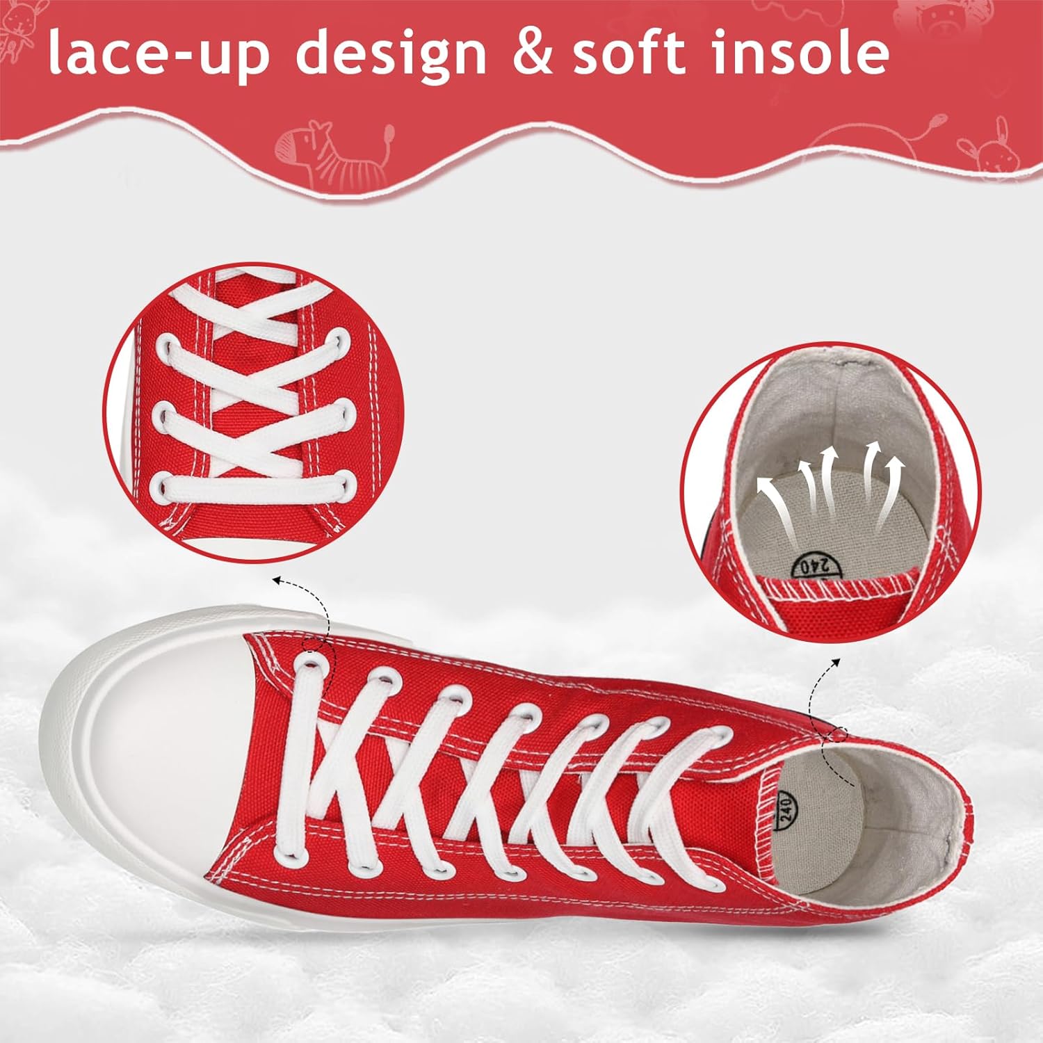 Toddler Shoes for Boys Girls, Kids Canvas Sneakers Classic Adjustable Strap Lace Up Comfortable Lightweight Running Walking Casual Shoes - Image 5