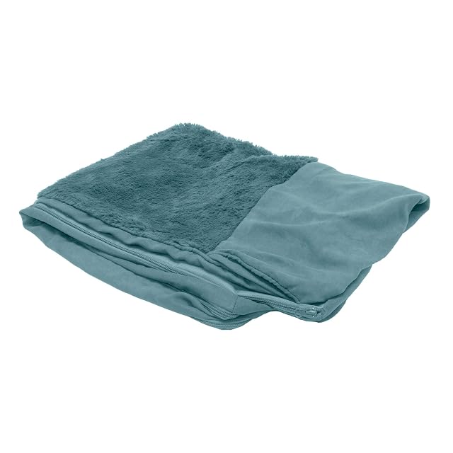 FurHaven Funda de Repuesto para Cama de Perro Estilo sofá de Felpa y Gamuza, Color Piscina Profunda, Mediana