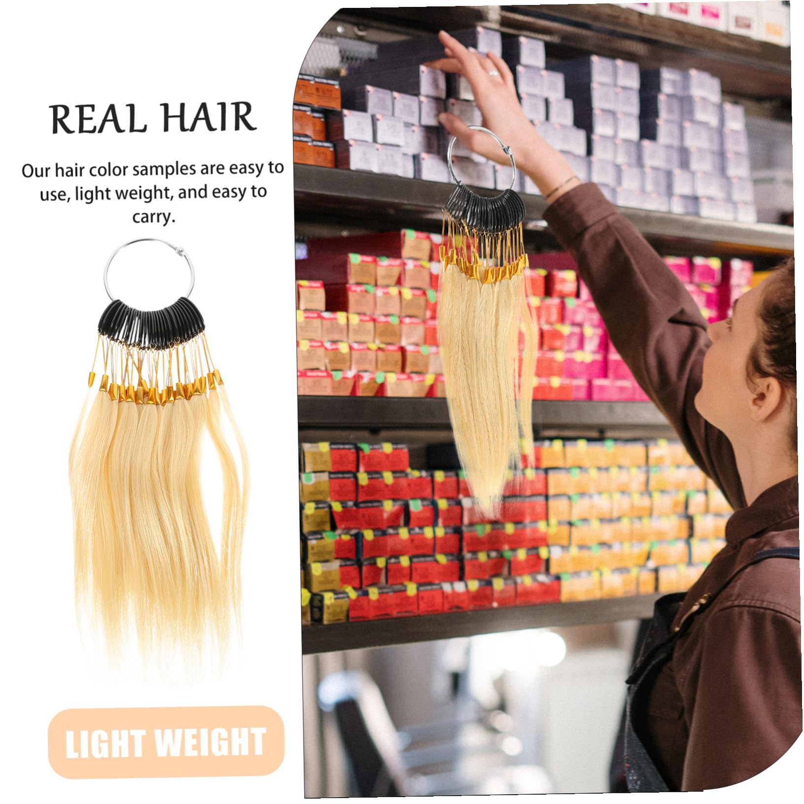 FOMIYES Nuancier de Cheveux Véritables Mèches Professionnelles en Cheveux Humains 30 Pièces Confortables Toucher pour Test de Coloration Capillaire pour Salons de Beauté