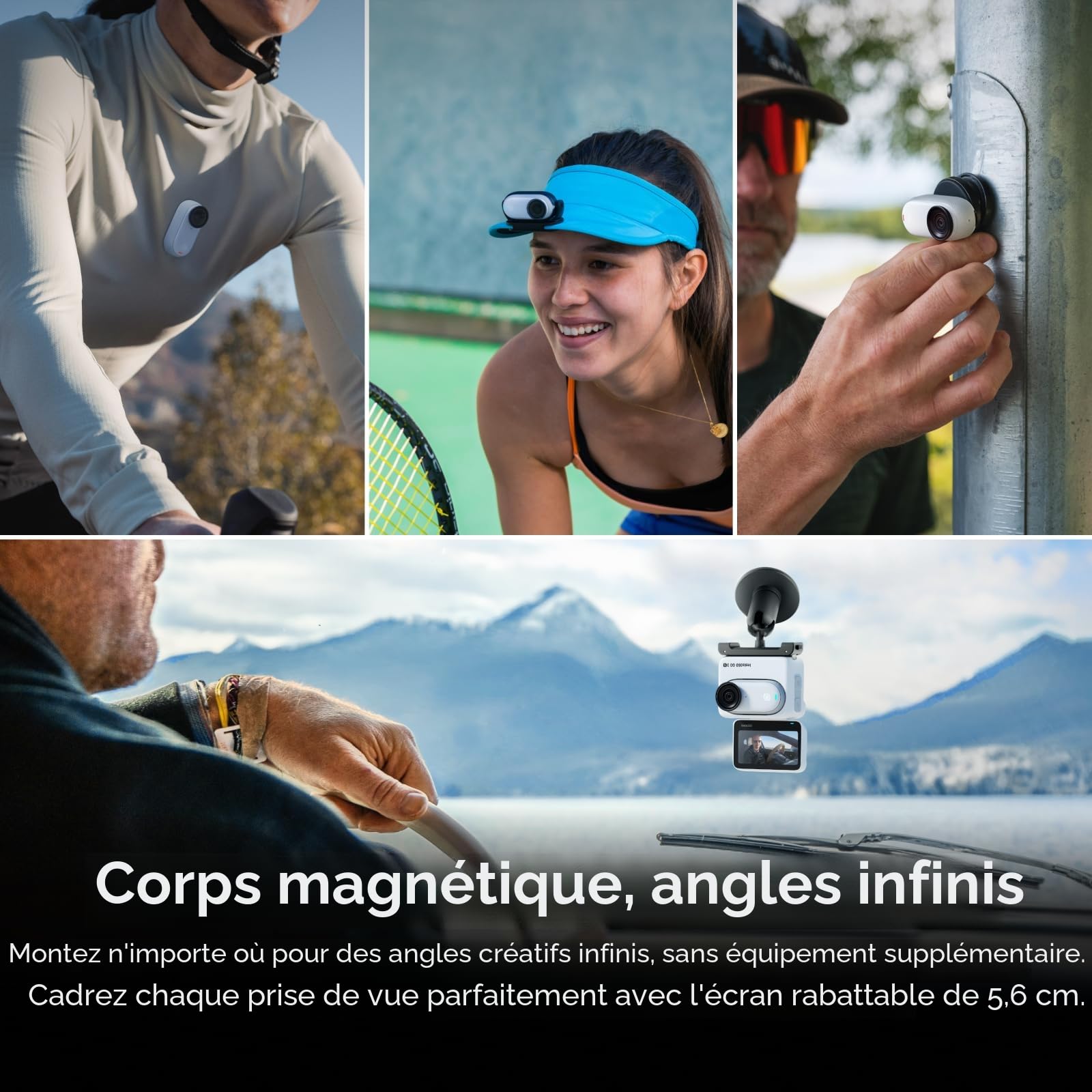 Insta360 GO 3S Blanc Arctique (64GB) - Petite caméra de vlog 4K, POV Mains Libres, Montage Partout, stabilisation, 140 Min d'autonomie, étanche à 10 m, édition IA, pour Voyage, vlog
