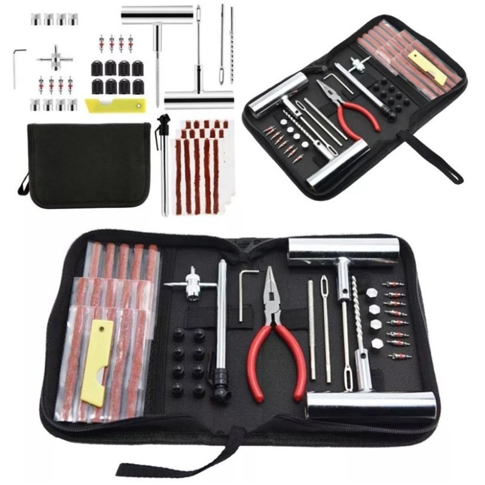 Genérico Kit De Reparación De Neumáticos De Bicicleta, Juego De Tapones For Pinchazos, 24/46/62 Piezas, Herramientas Portátiles De Mantenimiento De Parches De Neumáticos