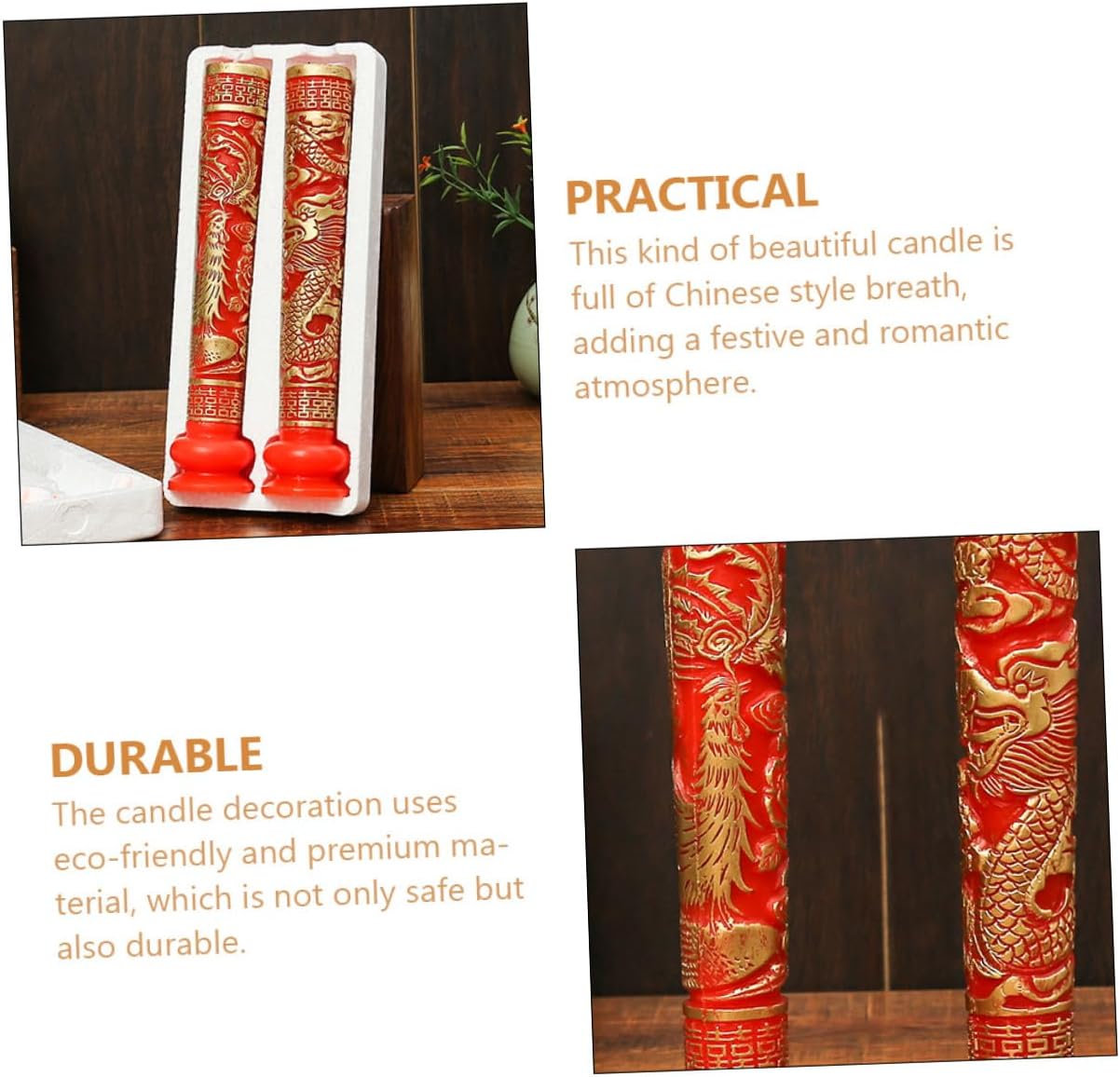 Chinese Wedding Dragon Phoenix Happiness Candles Pair Red Wedding Layout Candle Props Marriage Room Decoration