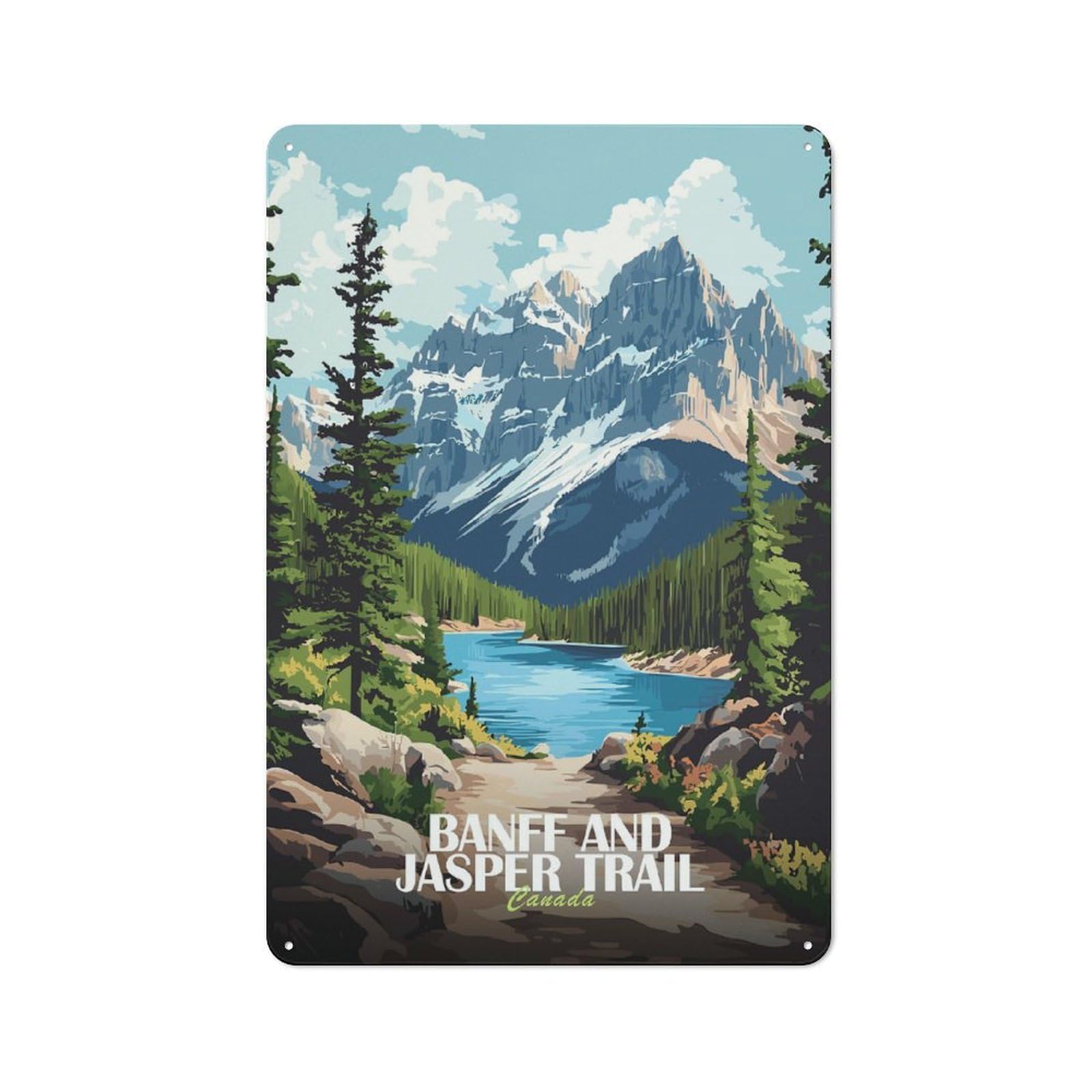 Junmoney Style-18 Simple Retro Banff And Jasper Trail Canada Metal Desk Wall Sign 30X20cm, Studio Wall Plaque For Workspace, Cafe, Shop Or Desk Area