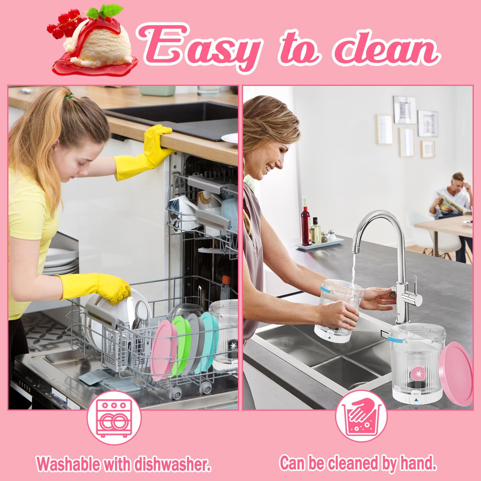 Pour 4 récipients Ninja Creami Récipients à glace de 480 ml pour machine à crème glacée Ninja Creami NC700 NC701, Et Lave-Vaisselle, Série Sans BPA, accessoires pour sorbetière Ninja (4pcs)