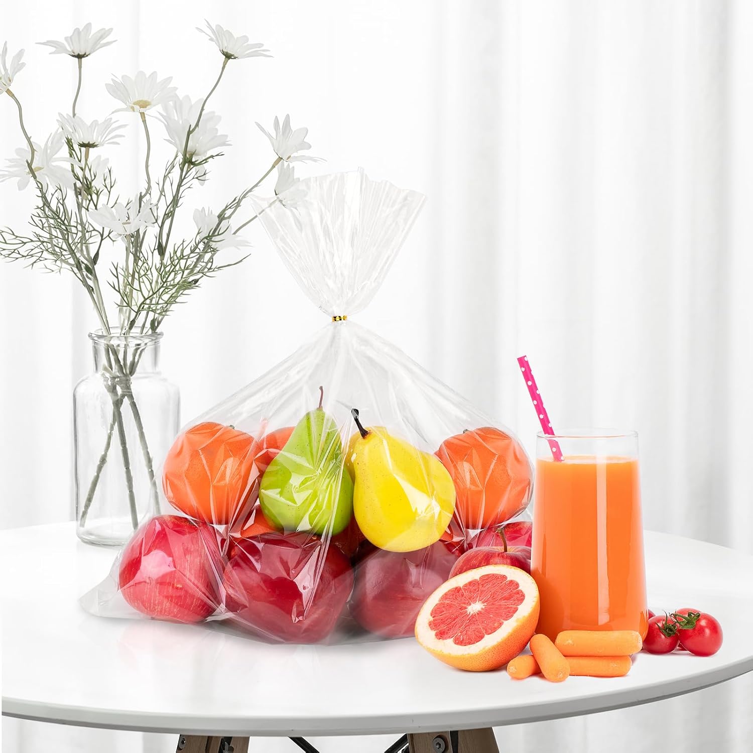 10Pack Clear Basket Bags,Large Cellophane Gift Bag For Baskets,16x24 Inch Cellophane Bags,2 Mil Thick,For Gift Giving, Packaging Products,Fits a 9 Inch Round Tray or 7 Inch Square Box With Ease