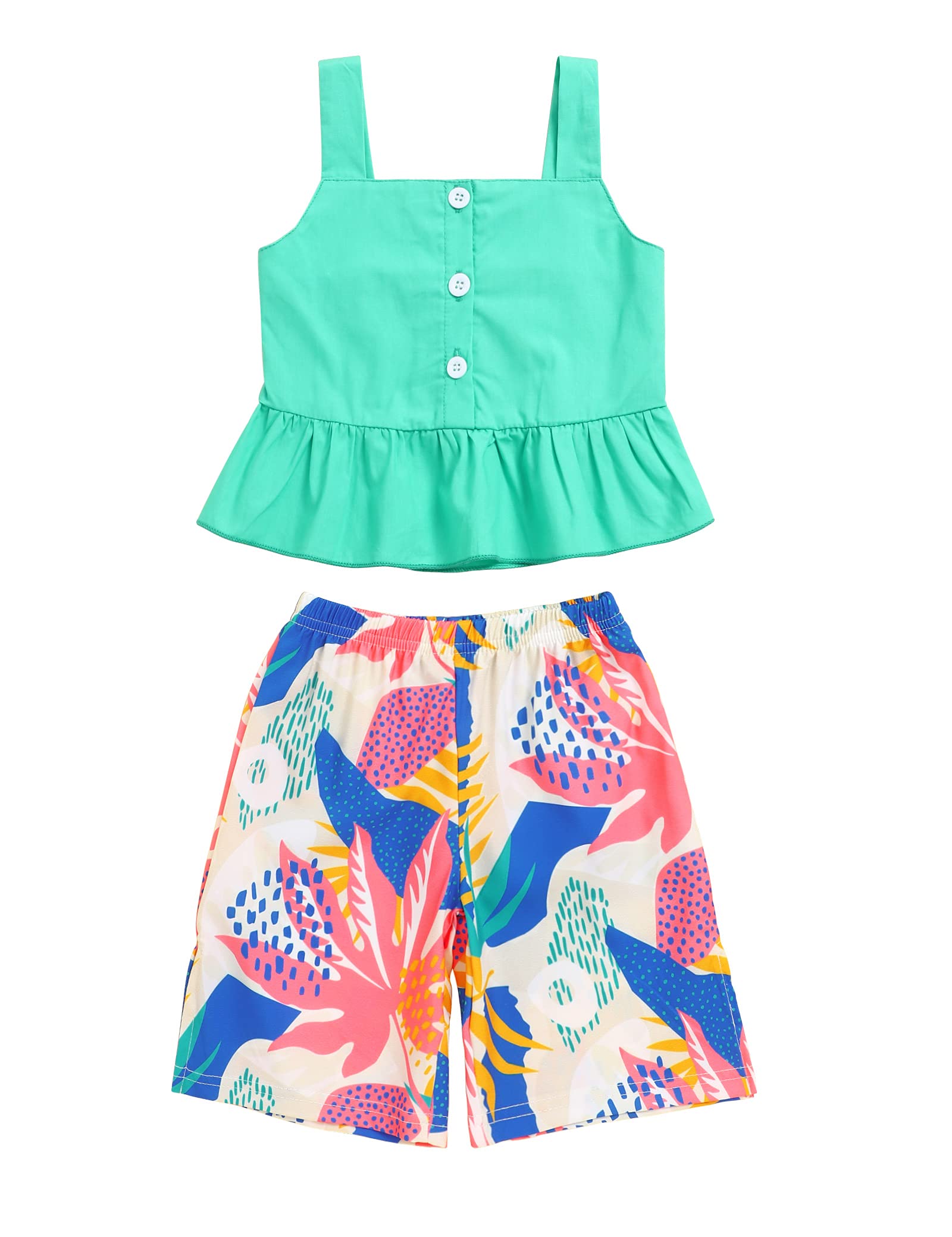 Hipealy Toddler Baby Girl Clothes Summer 1 2 3 4 5 T Bohemia Sleeveless Ruffle Vest Tank Boho Short Girls Summer Gift Outfits