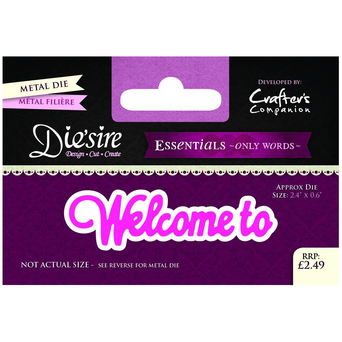 Crafter's Companion "Welcome To" Diesire Essentials Only Words, Purple