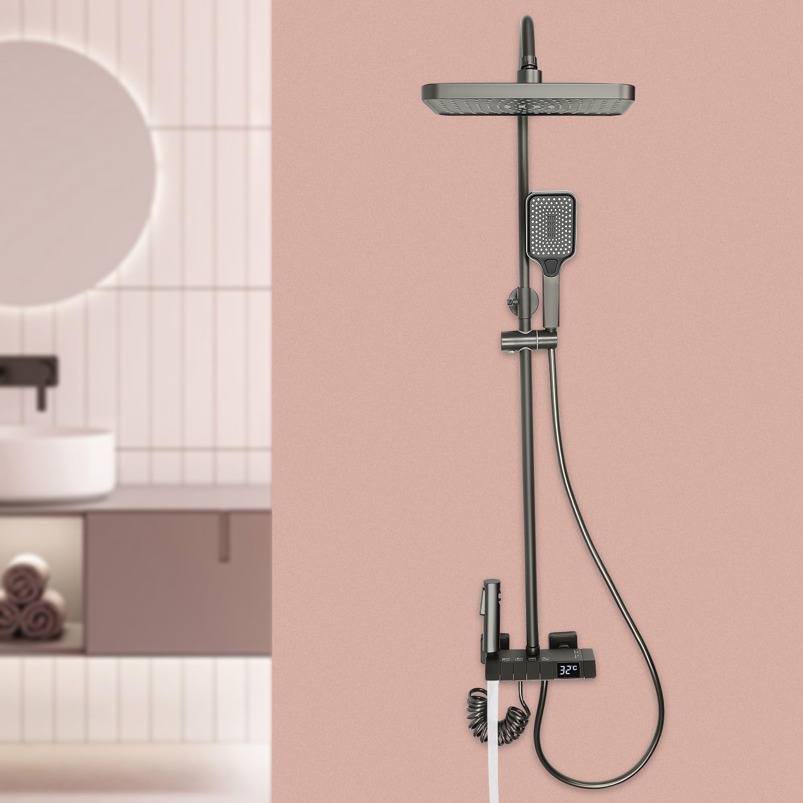 Sistema doccia termostatico, rubinetto in ottone 304 in acciaio inox