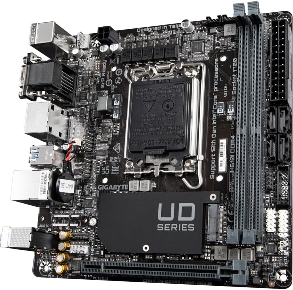 Rear I/O ports of the GIGABYTE H610I DDR4 Mini-ITX Motherboard