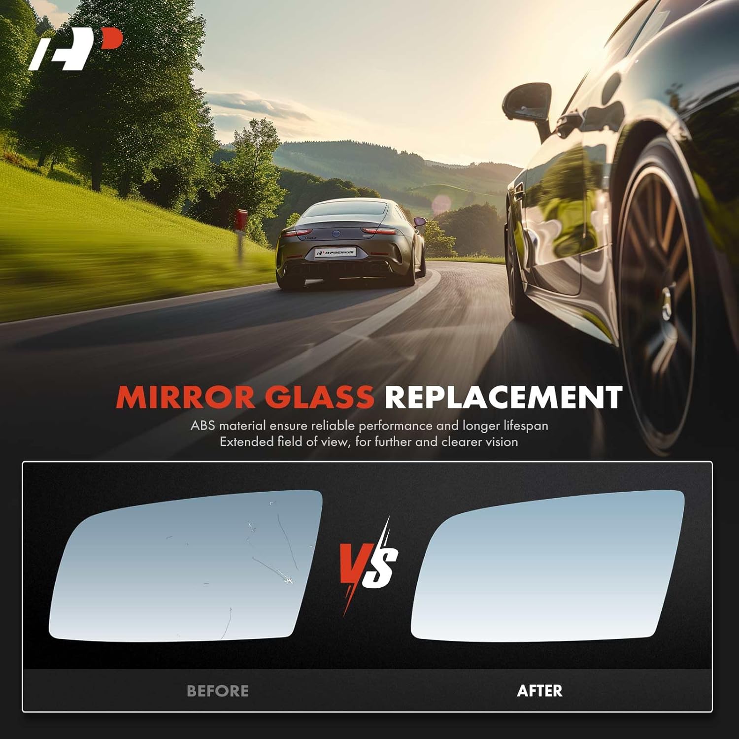 A-Premium 2-PC Driver & Passenger Side Heated Mirror Glass with Backing Plate Compatible with BMW 525i, 525xi, 528i, 528i xDrive, 528xi, 530i, 530xi, 535i, 535i xDrive, 535xi, 545i, 550i, 645Ci, 650i