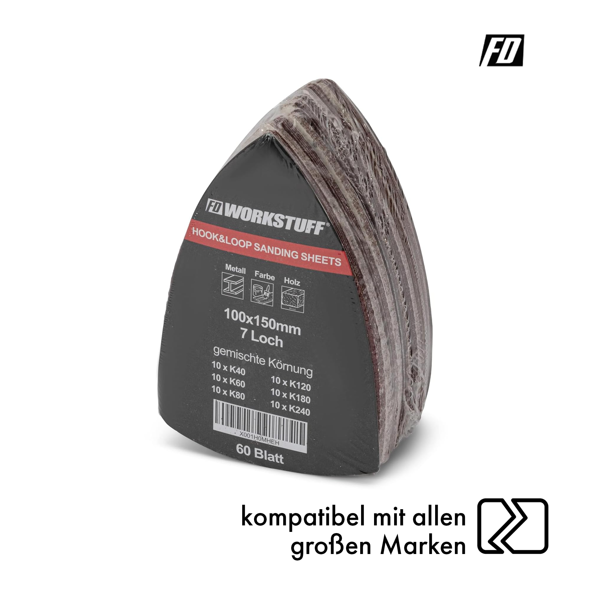 Mirka Basecut - Dischi Abrasivi Con Gancio E Anello Da 150 Mm, 150 Mm, Confezione Da 100 Dischi Abrasivi In Carta Vetrata P240 Per Rifinitura, Sistema Di Estrazione Della Polvere Sottovuoto A - Foto 3