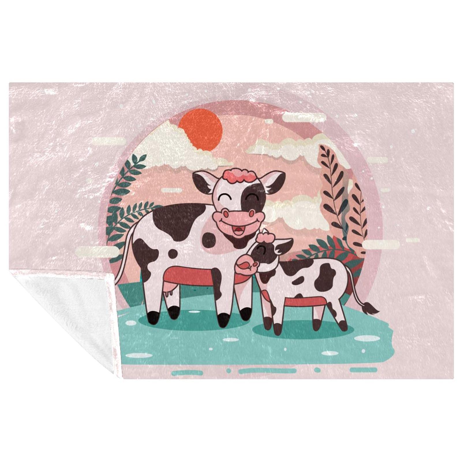 Plaid vache rose 150x100 cm pour lit et canapé