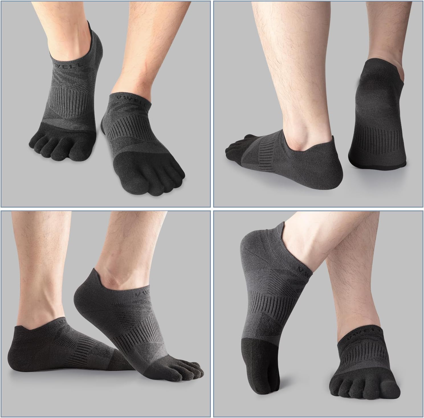 VWELL Toe Socks for Men Women COOLMAX Five Finger Socks Athletic Ankle Toe socks Breathable Moisture Wicking (3Pairs) - Image 2