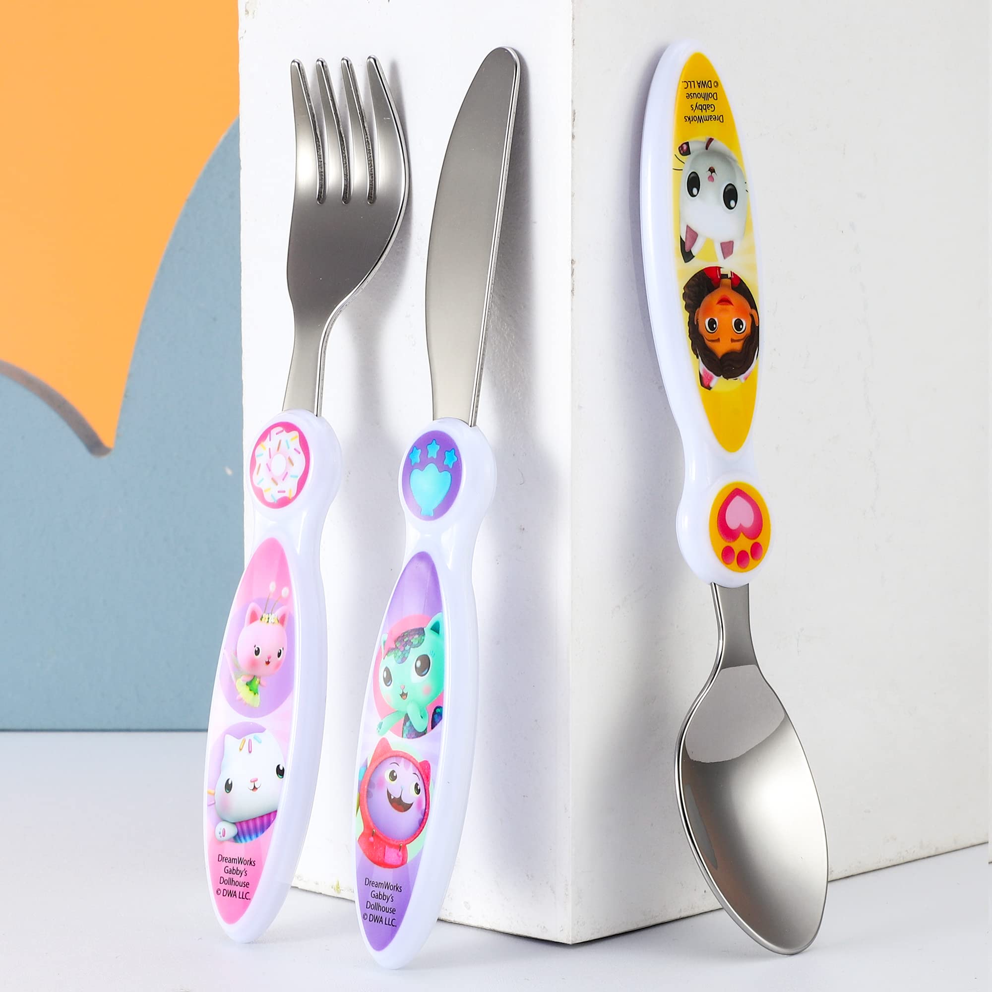 Gabby's Dollhouse 3 Piece Kids Cutlery Set - Knife/Fork/Spoon