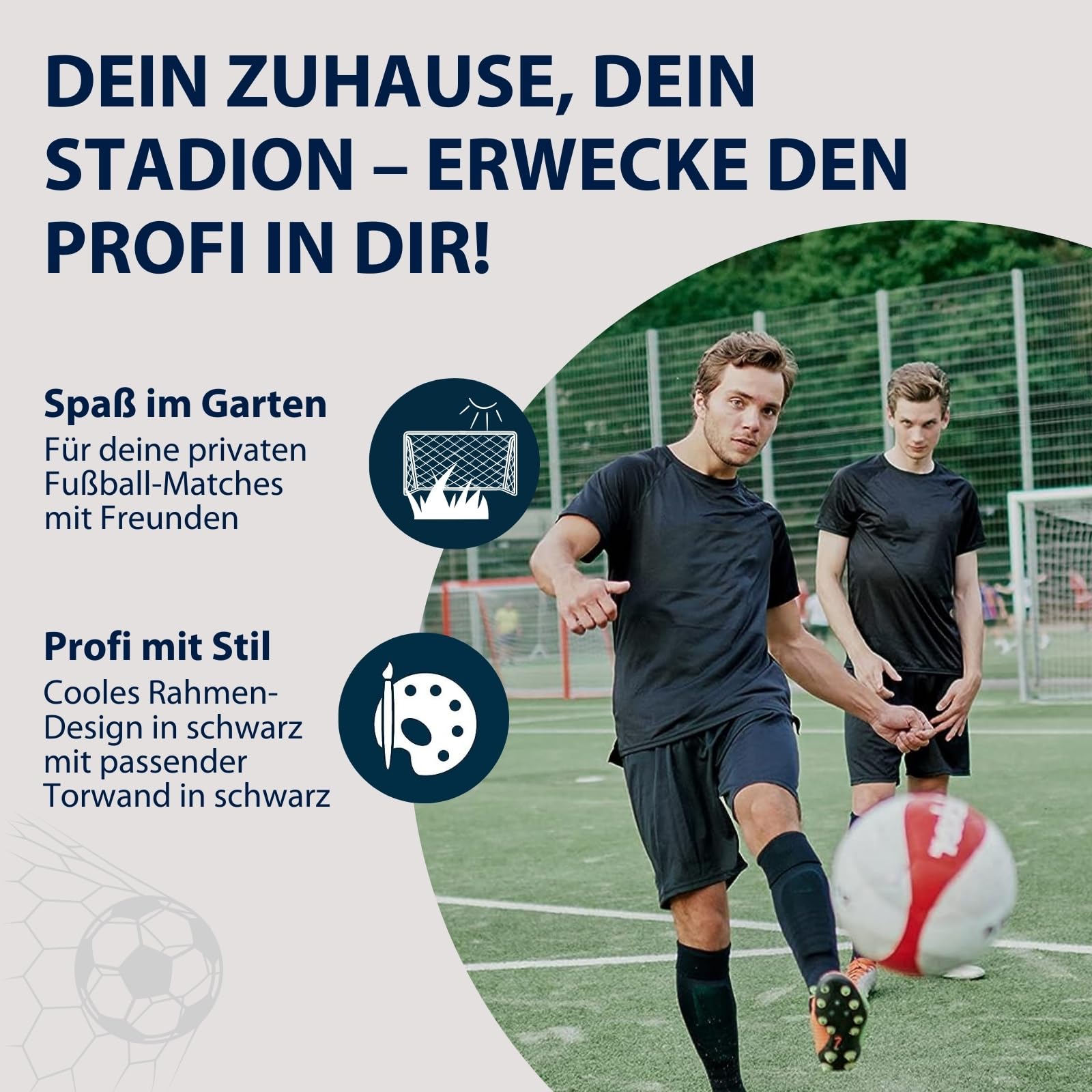 HUDORA Fußballtor Trainer mit Torwand - robustes Outdoor Fußballtor für Kinder & Erwachsene - Torwand mit zwei verstärkten Schusslöchern - wetterfestes Fußballtor für Training & Freizeit