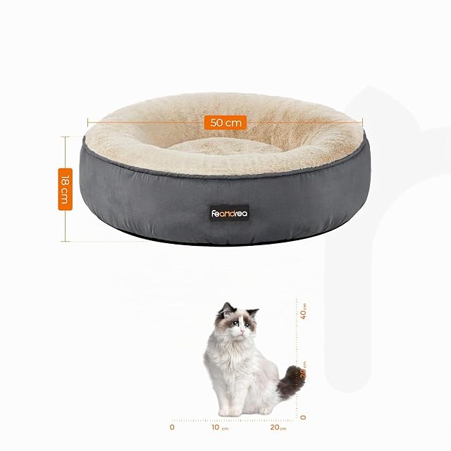 Foto 4 de 8 de Feandrea Cesta de Perros Redonda, Cama Redonda, ø 50 cm, Gris Oscuro PGW050G02
