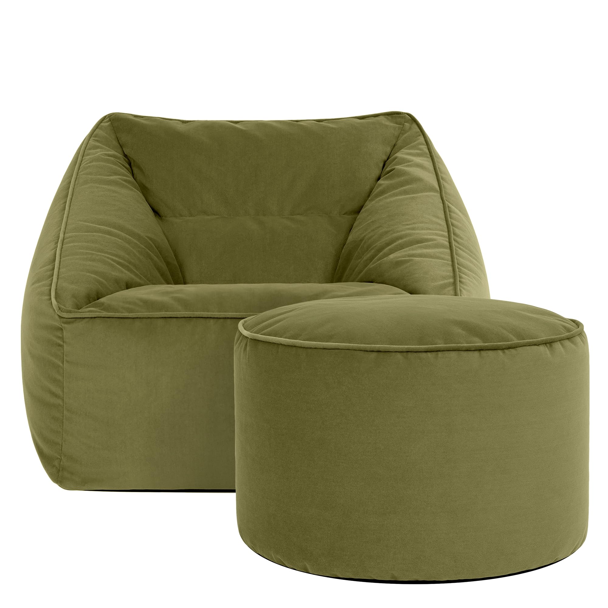 ICON Natalia Velvet Bean Bag Armchair and Pouffe - Large, Dusk Pink