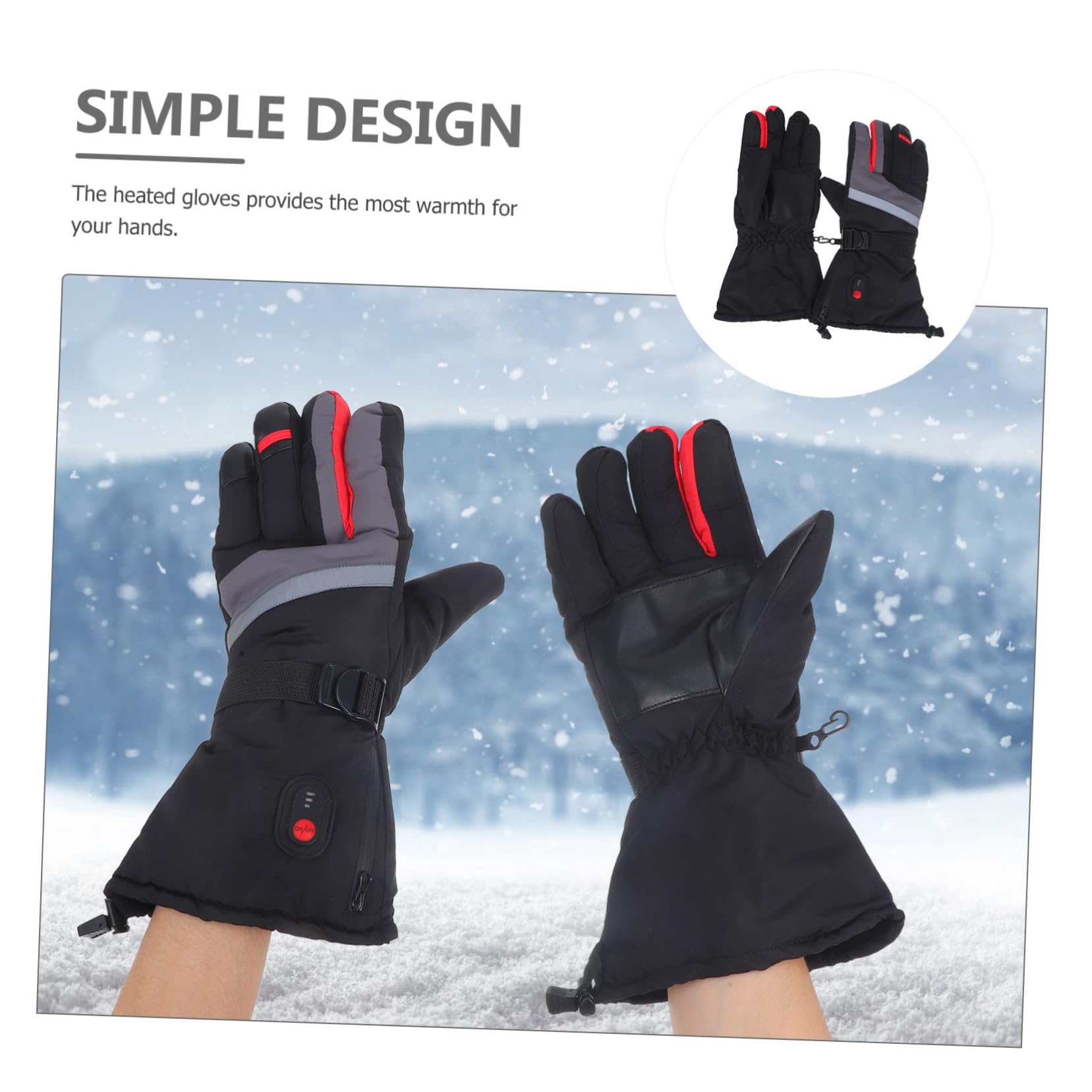 Toyvian Guantes de Esquí Calefactables Térmicos para Hombre y Mujer Cortavientos y Resistentes al Agua para Deportes de Invierno como Esquí y Snowboard Control de Temperatura de Tres