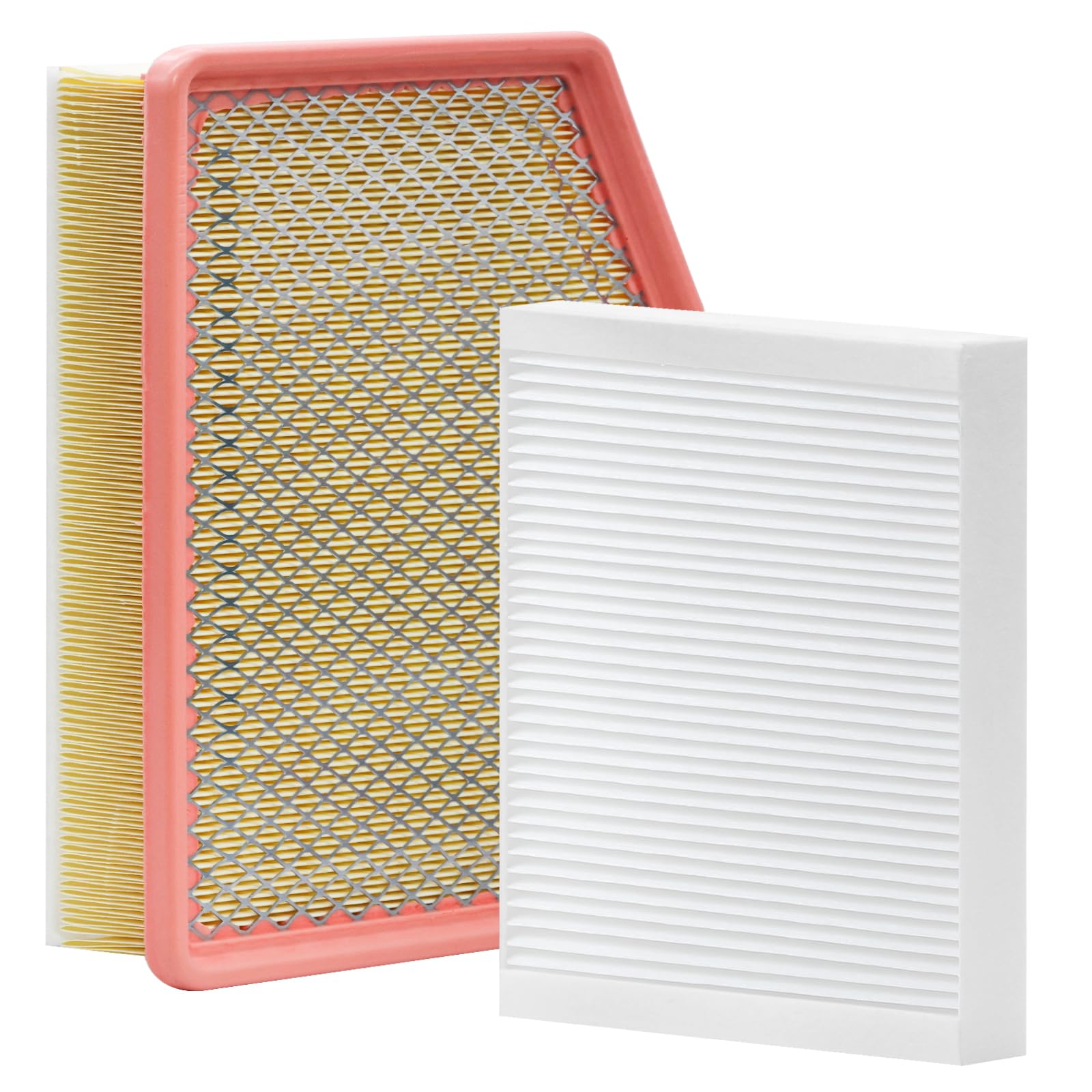 White Cabin Filter & Engine Air Filter Kit for Chevrolet Silverado 2500 Hd 6.6L V8 2026 2025 2024 2023 2022 2021 2020 (Except Diesel)