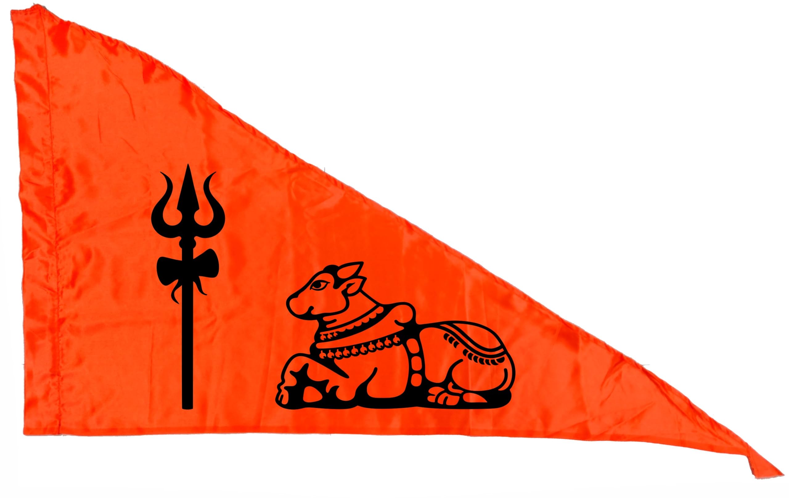 La Jarden® Fluorescent Orange Shiv-Nandi Soft, Silky, Shiny & Satin Flag of Shivji, Bhole baba ka jhanda, Mahakal baba ka jhanda, Nandi baba ka jhanda, bhole shankar ki dhwaja, Mahashivrati flag (Pack of 1) (18x27 inches)-image-43