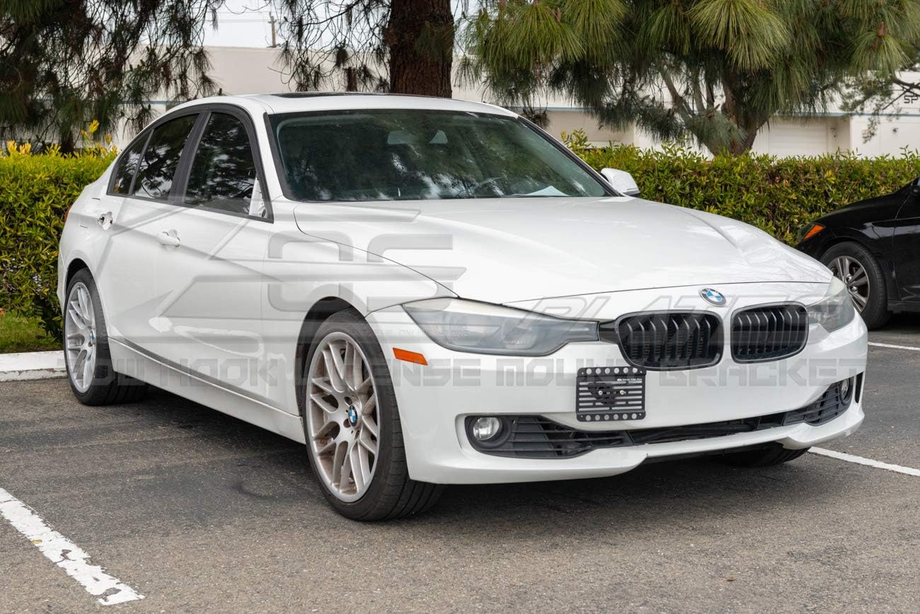 Extreme Online Store Replacement for 2012-2015 BMW F30 F31 3-Series Pre-LCI Base Models | EOS Plate Version 1 Front Bumper Tow Hook License Plate Relocator Mount Bracket Tow-017 (Mid Size)
