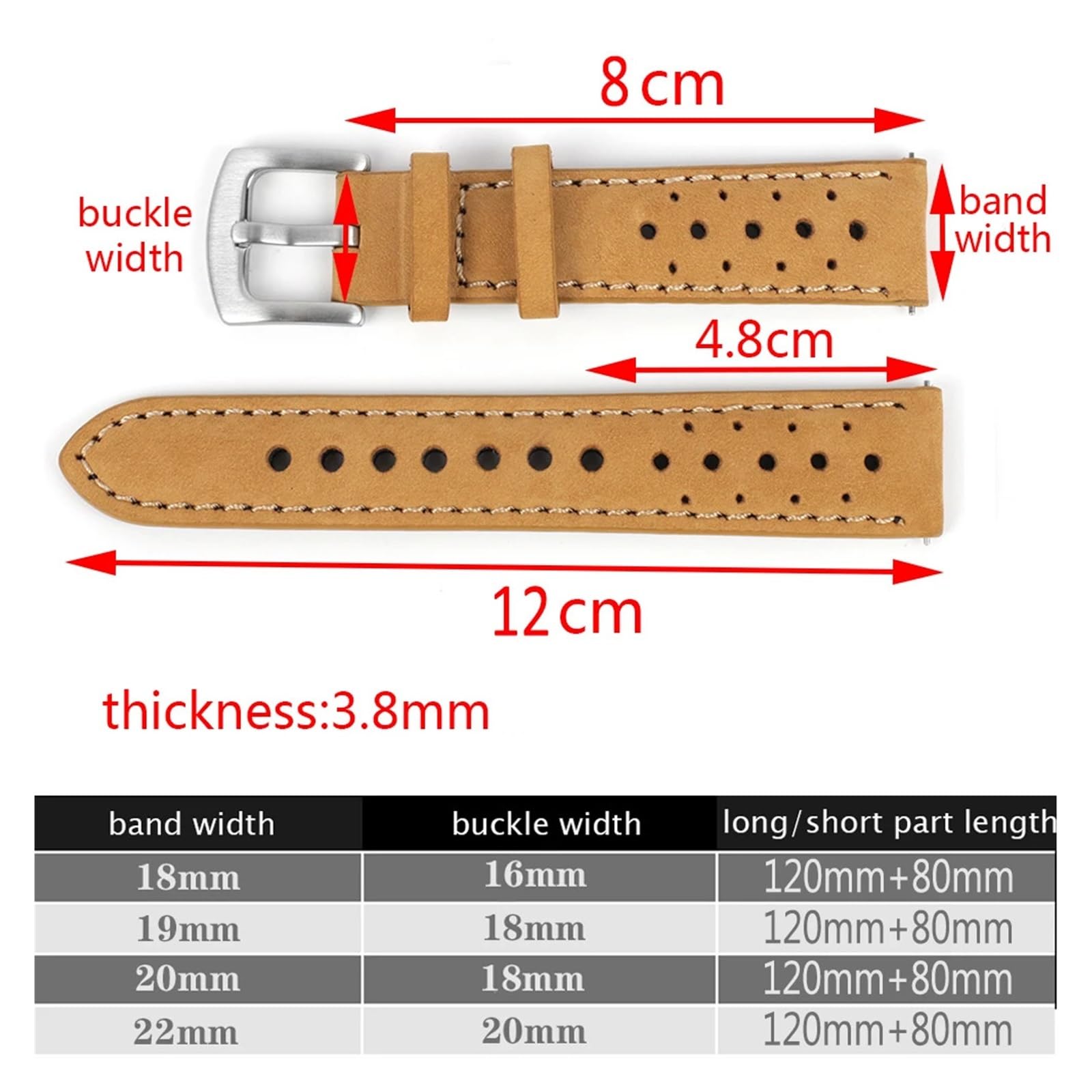 Uhrenarmband， Leder Uhrenarmband Retro Handgemachte Poröse Armband Uhr Zubehör