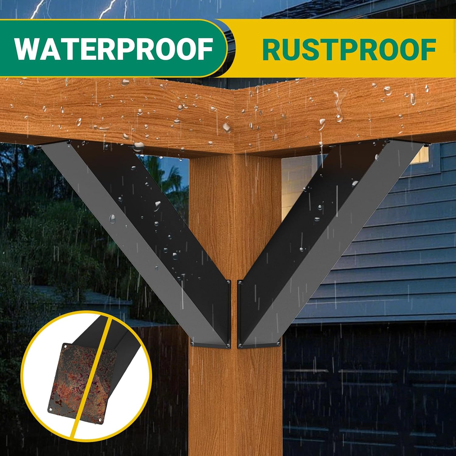 4''X4'' (Actual: 3.2''X3.2'') 45 Degree Angle Support Bracket 2pcs, Heavy Duty Pergola Brackets for Gazebos, Porches, Wood Post and Beam 45 Degree Bracket