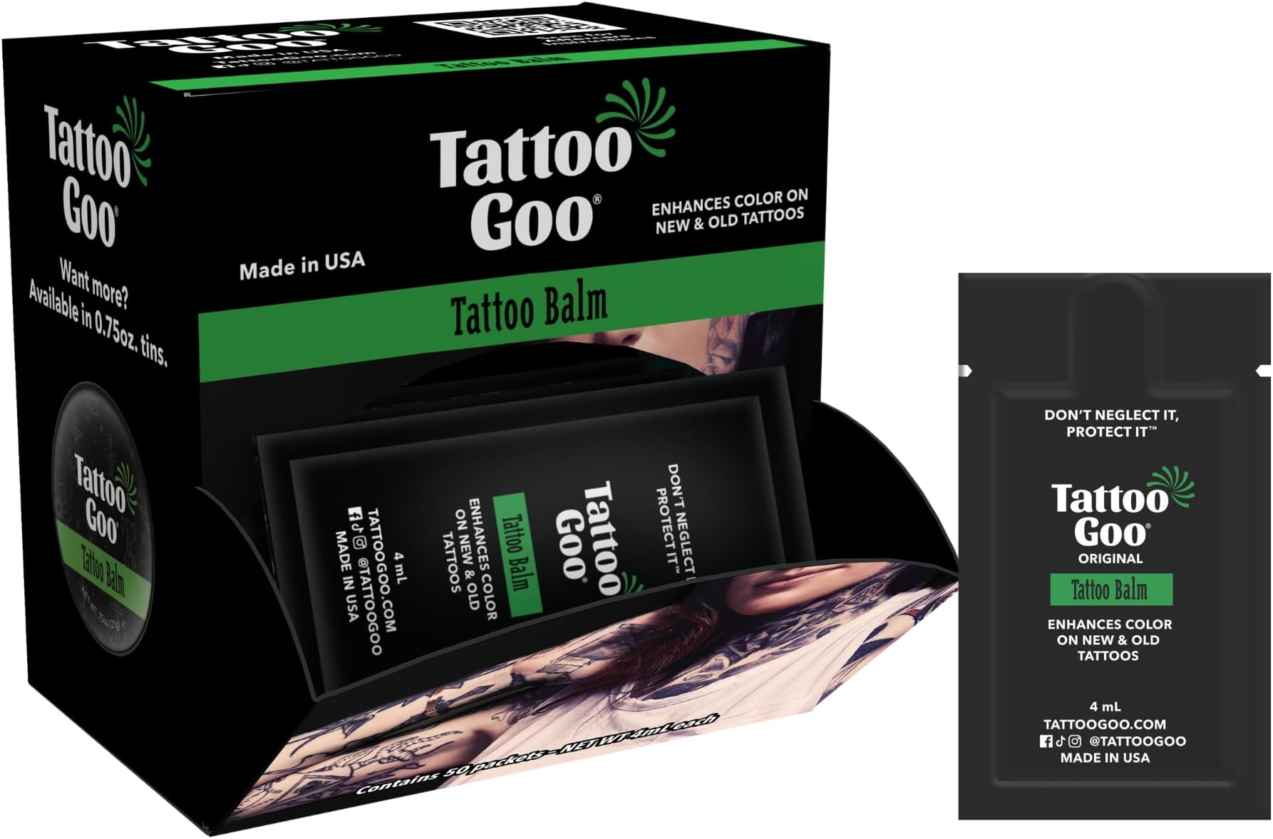 Tattoo Aftercare Balm, (Bag of 50), Individual Travel Packets, Natural Olive Oil & Beeswax, Supports Vibrant Color, Hydrates Fresh Ink, Moisturizing & Lightweight, No Petroleum, Mild Scent