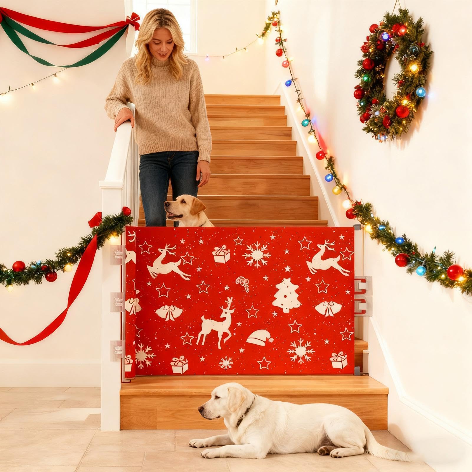 Cancello Per Cani Decorazioni Natalizie Senza Foratura Retrattile