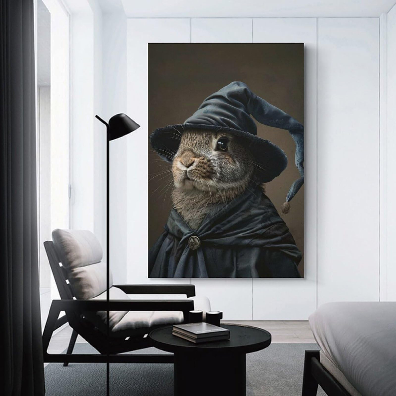 Junmoney Rabbit Wizard Portrait Wall Decor Canvas Print, 24x36inch(60x90cm), for Wall Displays, Bedrooms Or Room Updates, Wall Decor Suited to Curated Displays