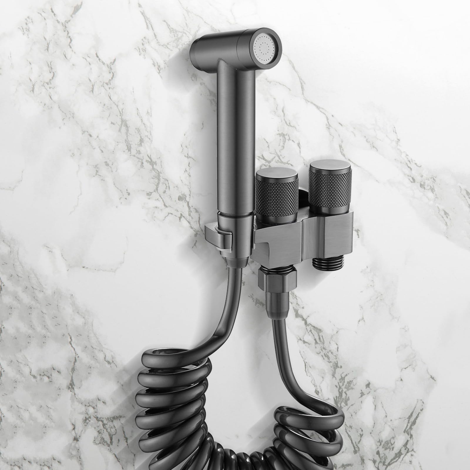 Kit Doccetta per Bidet Ottone A Parete Solo Acqua Fredda | con Tubo Flessibile Adatto per La Pulizia Degli Animali Domestici E La Pulizia Della Toilette,Grigio Canna Di Fucile