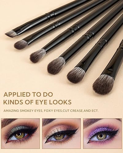 Miniatura 6 de Anmor Lujoso juego de brochas de maquillaje negras, brochas de maquillaje prémium para base, Kabuki en polvo, rubor, sombra de ojos, mezcla de